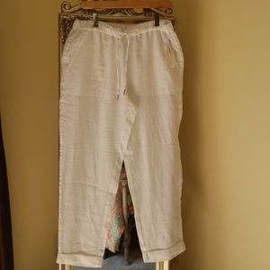 Saks Fifth Avenue White Linen Pants-New w Tags